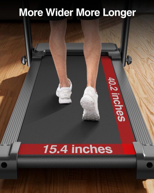 LONTEK Treadmills for Home, 3.0HP Quiet Brushless Folding Treadmill with Heart Rate Sensor, Silicone Damping System, 300lbs Weight Capacity, Holder for Cup&Phone - Image 3