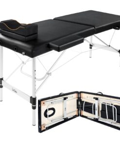 Masajeo Lash Bed for Lash Extensions Portable Lash Bed Massage Table with Eyelash Pillow Esthetician Bed Salon Table Spa Table Spa Bed Height Adjustable Waterproof Aluminum Frame (Black)