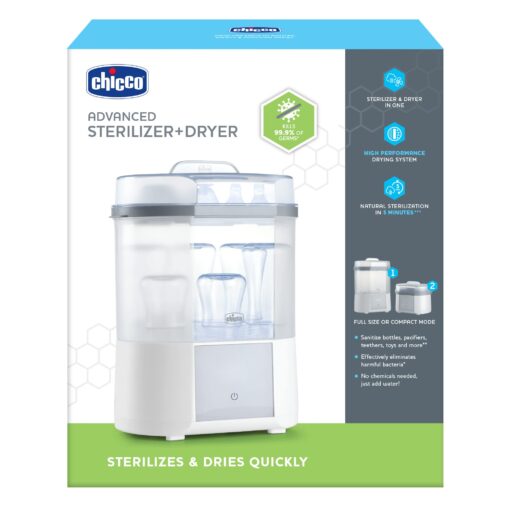 Chicco Advanced Electric Steam Sterilizer & Dryer for Baby Bottles, Feeding Accessories and More | Eliminates 99.9% of Germs | 4 Programming Options | 2 Configurations | Automatic Shut-Off - Image 9