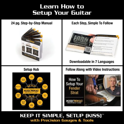 MusicNomad KEEP IT SIMPLE, SETUP (KISS)™ Starter Kit Bundle - 6 pc. Gauge Set, 26 pc. Guitar Tech Tool Set, 11 pc. Truss Rod Wrench Set (MN609) - Image 3
