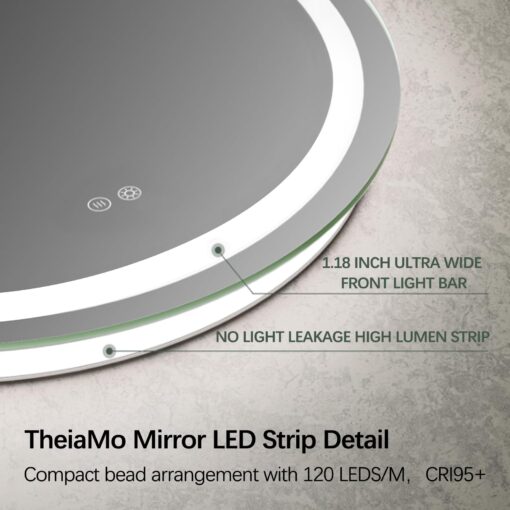 38"x26" Oval LED Bathroom Mirror, Frameless Backlit Mirror with Light Anti-Fog 3 Color Dimmable with Memory Function IP65 Waterproof 5mm HD Glass, Lighted Backlit Mirror Smart for Makeup - Image 5