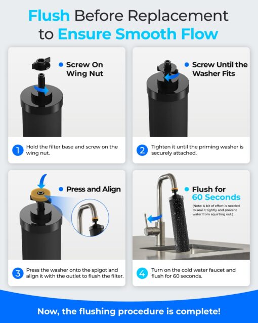 Alkaline Waterdrop Gravity-fed Water Filter System, Increase PH, Reduces Fluoride and up to 99% of Chlorine, with 4 Filters and Metal Spigot, King Tank Series, 2.25G - Image 5