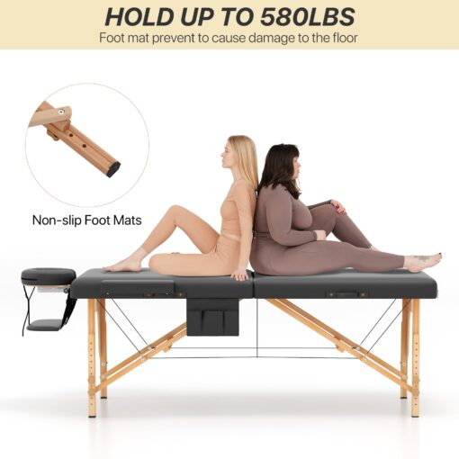 KCC Memory Foam Massage Table Premium Portable Foldable Massage Bed Height Adjustable, 84 Inches Long 28 Inchs Wide Home Salon Spa Bed Tattoo Table with Accessories &Carrying Case, Easy Set Up - Image 6