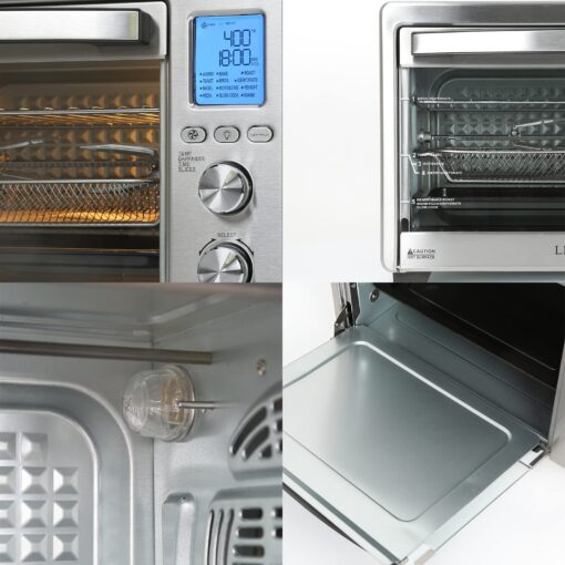 Air Fryer Oven Combo, 34QT Extra Large 1750W Toaster, 12" Pizza Convection Countertop, 12-in-1 Large Rotisserie With 4 Accessories, Stainless Steel, Silver - Image 3