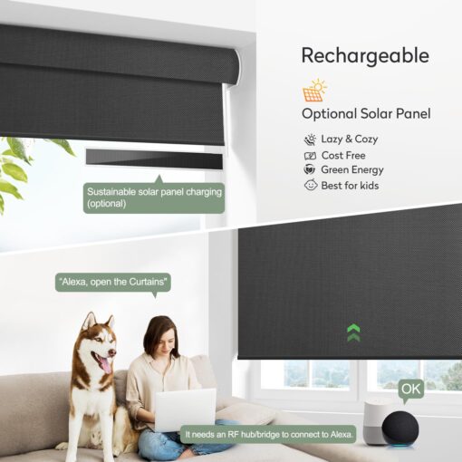 ZSHINE Motorized Blackout Window Blinds Customize Width (23-95 Inches) Remote Control Wireless and Rechargeable Window Roller Shades for, Home, Office, Hotel, Club, Restaurant and Cinema… (82010M) - Image 5