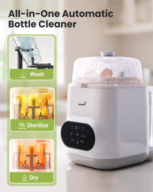 Grownsy EaseClean Bottle Washer Pro | All-in-One Bottle Washer and Sterilizer and Dryer | Baby Bottle Washer for Bottles, Pump Parts & Baby Essentials | Replaces Hand Washing - Image 7