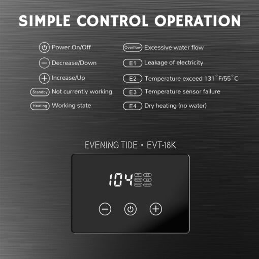 Airthereal Electric Tankless Water Heater 18kW, 240Volts - Endless On-Demand Hot Water - Self Modulates to Save Energy Use - Small Enough to Install Anywhere - for 2 Showers, Evening Tide series - Image 6