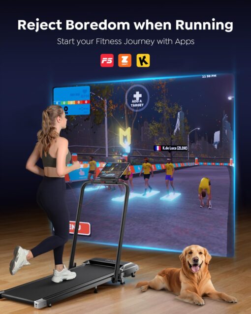 Acezoe Walking Pad Under Desk Treadmill with Incline, 2 in 1 Foldable Treadmills for Home Small Office, 300 lbs Capacity, Portable Compact Walking Treadmill with Remote Control, LED Display and Apps - Image 6