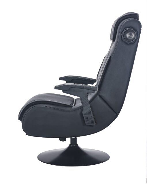 X Rocker Pro Lounging Video Gaming Pedestal Chair with Armrests, Built-In Audio & Vibration via Wireless Bluetooth, Foldable, Vegan Leather, 275 lbs Max, Black - Image 4