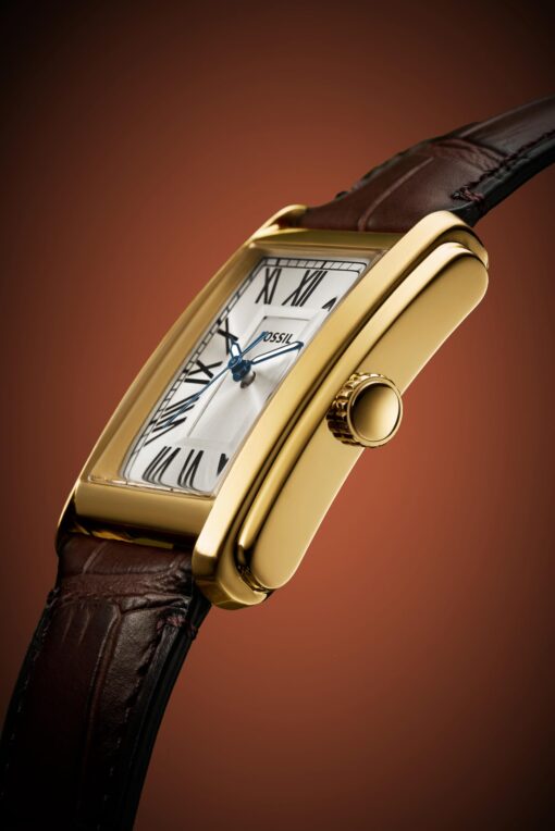 Fossil Men's Carraway Quartz Stainless Steel and Leather Three-Hand Watch, Color: Gold, Brown (Model: FS6011) - Image 4