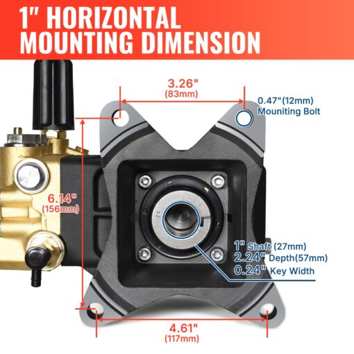 YAMATIC Horizontal Triplex Plunger Pressure Washer Pump 1" Shaft 4000 PSI 4 GPM, Replacement for Simpson AAA 90034, 90039,90038, Honda GX340, GX390, GX270 for Industrial Gas Powered Washers - Image 5
