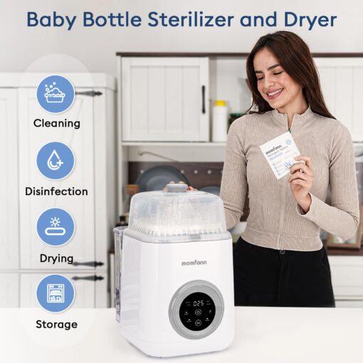 MOMFANN 4 in 1 Baby Bottle Washer with 2 Wash Time, Baby Bottle Sterilizer and Dryer, Save time & Effort, Easy to Use, Grey - Image 7