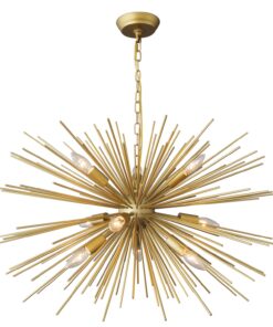 ZIRALIO Modern Gold Sputnik Chandelier Vintage 9-Lights Geometric Starburst Chandelier Light Fixture Golden Sputnik Chandelier for Dining Room, Kitchen, Bedroom, Living Room, 29in 17LB Solid Metal