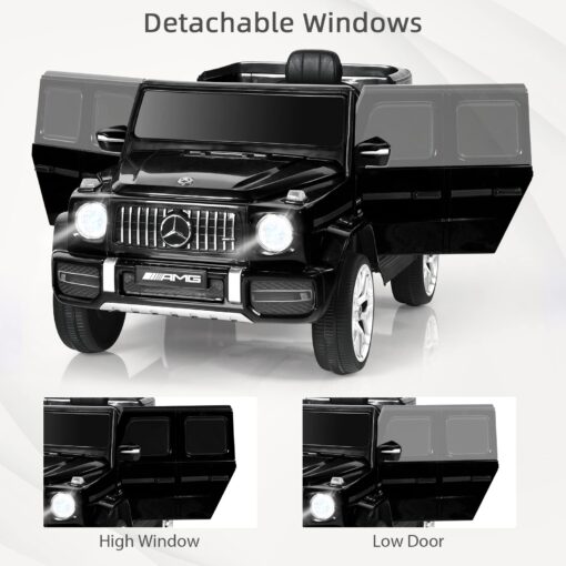 INFANS Licensed Mercedes Benz G63 Kids Ride On Car, 12V Electric Vehicle with Remote Control, Double Open Doors, Music, Bluetooth, Wheels Suspension, Battery Powered for Children Boy Girl (Black) - Image 8