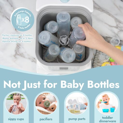 Papablic Bottle Washer Pro, Baby Bottle Washer & Sterilizer & Dryer, 4-in-1 Bottle Washer Sanitizer for Bottles, Pump Parts, & Baby Essentials - Quick & Clean with 60 Detergent Tablets - Image 3