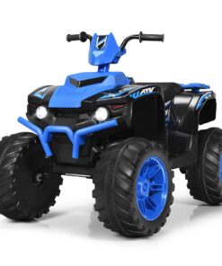Costzon Kids ATV, 12V Battery Powered Electric Vehicle w/LED Lights, High & Low Speed, Horn, Music, USB, Treaded Tires, Ride on Car 4 Wheeler Quad for Boys & Girls Gift, Ride on ATV (Blue)
