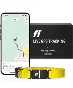 Fi Series 3 Smart Dog Collar - GPS Dog Tracker and Activity & Health Monitor, Waterproof, LED Light, Escape Alerts, Nationwide Coverage [Free 1 Year Membership] (Yellow, Medium)