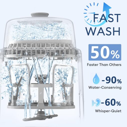 MOMFANN 4 in 1 Baby Bottle Washer with 2 Wash Time, Baby Bottle Sterilizer and Dryer, Save time & Effort, Easy to Use, Grey - Image 6