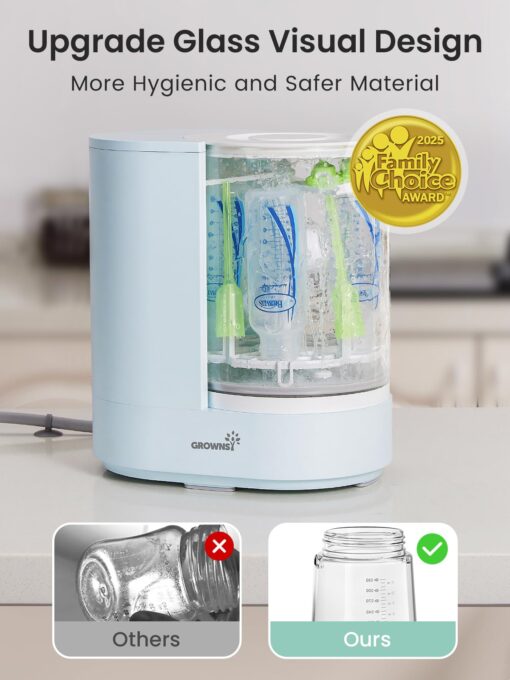 GROWNSY DeepClean Bottle Washer Pro, Baby Bottle Washer and Sterilizer and Dryer, Effortless Washing Machine for Bottle Cleaner, Pump Parts, Pacifiers - Wash, Sterilize and Dry with One Touch (Blue) - Image 9