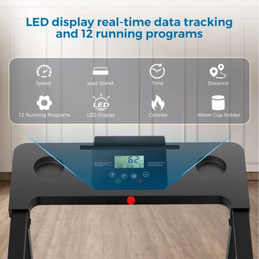 Treadmill with Handles, 2025 Upgraded Small Treadmills Home, Portable Electric Treadmills for Home 300 lbs Capacity,Walking Pad Treadmill,Lightweight Folding Foldable Walking Pad with LED Display - Image 7