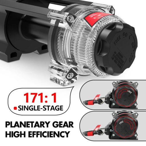 X-BULL 5000lbs Electric Winch - 12V DC Power Waterproof Synthetic Rope Winch with Hawse Fairlead, Wireless & Wired Remote with Mounting Plate for ATV/UTV,Boat Trailer Winch - Image 6