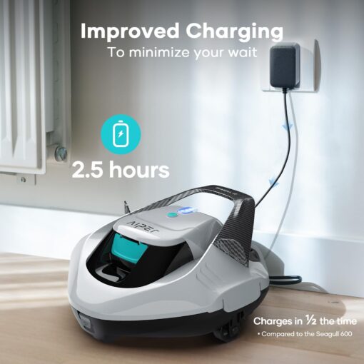 AIPER Cordless Robotic Pool Vacuum, Self-Parking Technology, Portable, Ideal for Above-Ground Flat Pool up to 40 Feet, White - Image 4