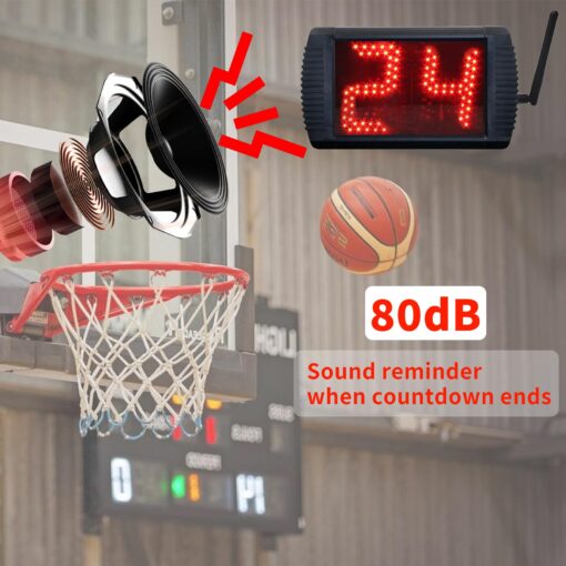 YZ 5 INCH LED Custom Time 12/14/20/24/34 Seconds Shot Clock Countdown Timer Clock for Basketball Game, Portable Shot Clock Timer for Basketball Court, Remote Control Shot Clock Basketball with Buzzer - Image 4