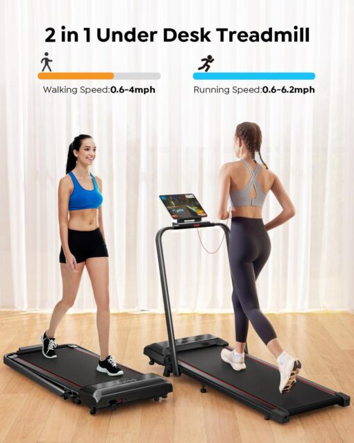 Acezoe Walking Pad Treadmill with Incline, 2 in 1 Folding Treadmills for Home Small Office, 300lbs Portable Compact Under Desk Treadmill with LED Display and Apps - Image 8