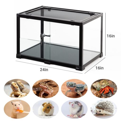 OiiBO Reptile Tank Terrarium 24" x 16" x 16", 2 in 1 Reptile Habitat Terrarium with Front Sliding Doors Screen Ventilation for Lizard Gecko Tortoise - Image 4