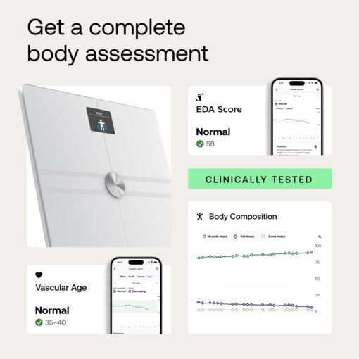 WITHINGS Body Comp - Scale for Body Weight and Complete Body Analysis, Wi-Fi & Bluetooth, Baby Weight Scale, Digital Scale, Accurate Visceral Fat, Heart Health, Scales Compatible with Apple, FSA/HSA - Image 5