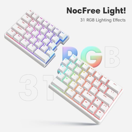 NocFree Wireless Ergonomic Split Mechanical Keyboard with Wrist Rest- Tactile, RGB, Hot-Swappable, Compact 60% Layout, Foam Palm Rest, Programmable for Mac & Windows, PBT Keycaps - Image 5