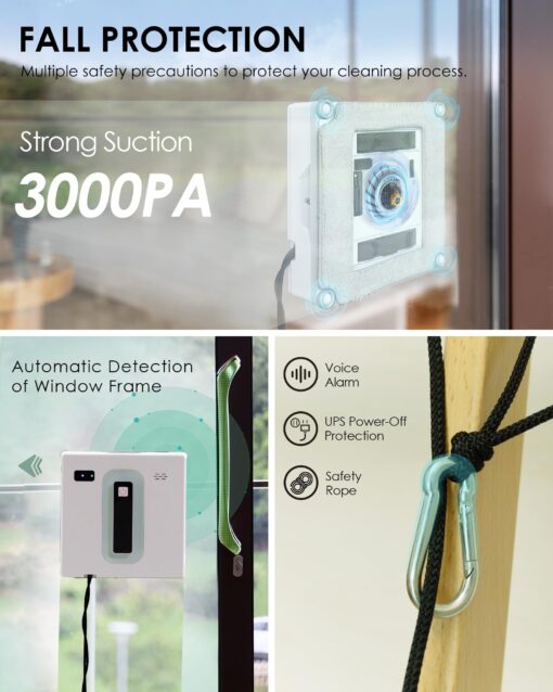 Yoolax Window Cleaning Robot, Automatic Window Cleaner Robot with Dual Water Spray, 3000Pa Suction Power, Robotic Window Cleaner with App & Remote Control, White - Image 3
