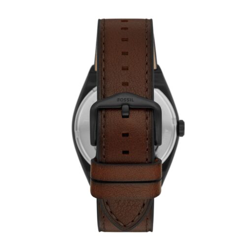 Fossil Men's Everett Automatic Stainless Steel and Leather Three-Hand Watch, Color: Black, Brown (Model: ME3207) - Image 7