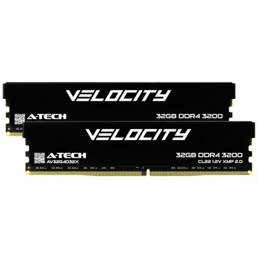 A-Tech Velocity RAM 64GB (2x32GB) DDR4 3200MHz (PC4-25600) XMP 2.0 UDIMM 1.2V Non-ECC DIMM 288-Pin Desktop Computer Gaming Memory - AV2K32G4D32X