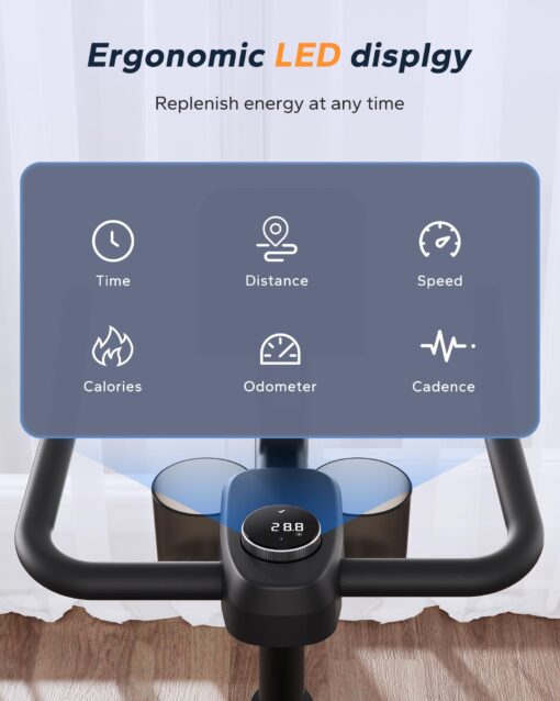 MERACH Exercise Bike, Brake Pad/Magnetic Stationary Bike with Exclusive App, Low Noise Indoor Cycling Bike with 270LBS Weight Capacity, Dumbbell Rack and Fitness Courses for Weight Loss - Image 7
