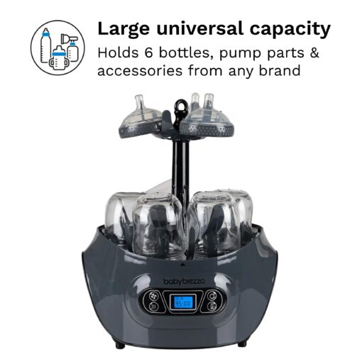 Baby Brezza Baby Bottle Sterilizer and Dryer Machine – Electric Steam Sterilization - Universal Fit - Pacifiers, Glass, Plastic, and Newborn Feeding Bottles, Charcoal - Image 5