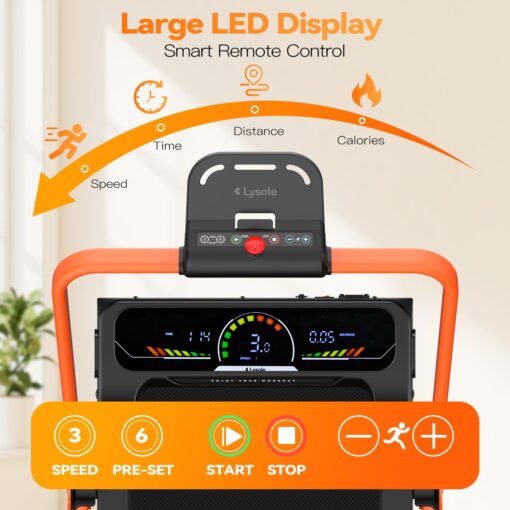 Lysole Walking Pad Treadmill with Incline and Handle Bar,Treadmills for Home and Office,340 Lb Capacity,4 in 1 Portable Under Desk Treadmill with Control,Large LED Display - Image 4