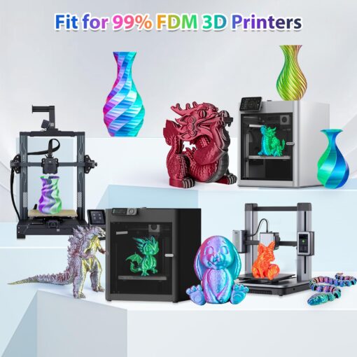 3Dgenius 3D Printer Filament Bundle Silk PLA Filament 1.75mm Pack 3D Printing Filament Pack Silk PLA 3D Printer Filament Fit Most FDM Printers, 1KG X 8 Spools, Totally 8KG - Image 2