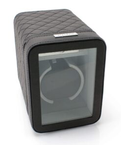 Heiden Monaco Single Watch Winder - Black Leather - Battery Powered or AC Adapter, 12 Program Settings, Diamond Stitched Vegan Leather, Soft Linen Interior, Large Interior Space for Large Watches