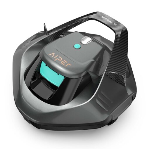 AIPER Cordless Robotic Pool Vacuum, Self-Parking Technology, Portable, Ideal for Above-Ground Flat Pool up to 40 Feet, Grey