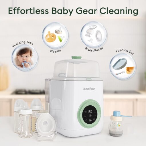 MOMFANN 4 in 1 Baby Bottle Washer with 2 Wash Time, Baby Bottle Sterilizer and Dryer, Save time & Effort, Easy to Use, Green - Image 5