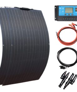 XINPUGUANG Flexible Solar Panel 100W,200W 12V Solar Panel Kit Monocrystalline Module,20A Charge Controller, Extension Cable，Alligator Clip Cable for Outdoor Off Grid Boat rv Trailer (200W)