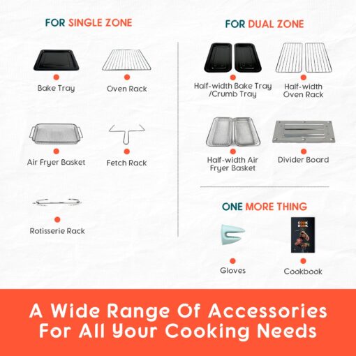 24Qt Dual Zone Air Fryer Oven with Rotisserie, Large Double Air Fryers Mini Oven Digital 1800W 10 in 1 Airfryer Countertop Convection Oven Electric and Grill, Stainless Steel Inner, 360° Even Heating - Image 2