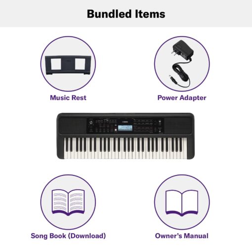 Yamaha 61 Touch Sensitive Keys Portable Keyboard for Beginners with Music Rest, Power Adapter PSR-E383 - Image 4