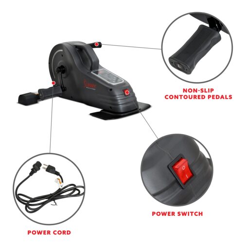 Sunny Health & Fitness Under Desk Motorized Exercise Foot Peddler, Portable Mini Cycle Bike for Stationary Home Workouts - SF-B0960 Black - Image 6