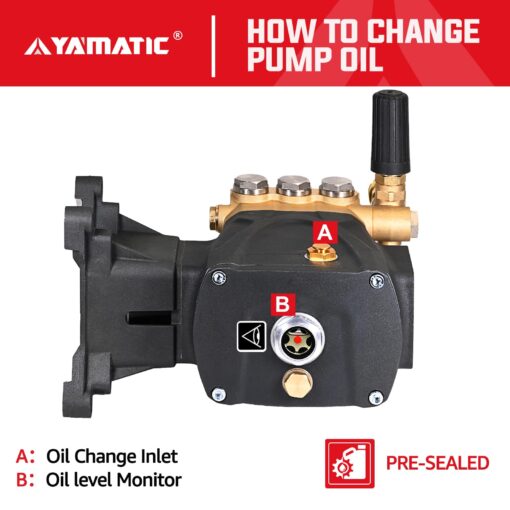 YAMATIC Horizontal Triplex Plunger Pressure Washer Pump 1" Shaft 4400 PSI 4 GPM, Replacement for Simpson AAA 90034, 90039,90038, Honda GX340, GX390, GX270 for Industrial Gas Powered Washers - Image 3