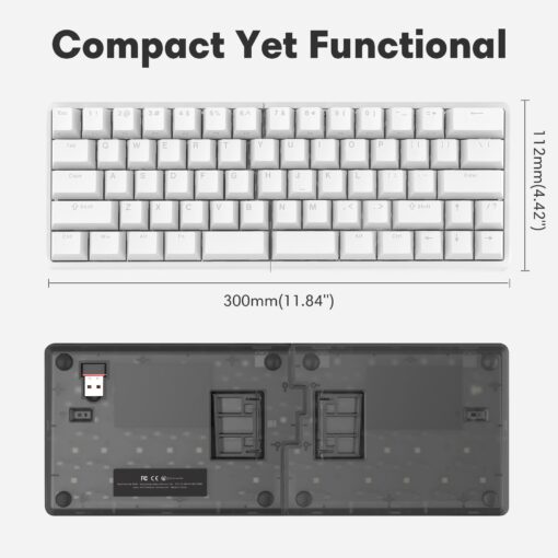 NocFree Wireless Ergonomic Split Mechanical Keyboard with Wrist Rest- Tactile, RGB, Hot-Swappable, Compact 60% Layout, Foam Palm Rest, Programmable for Mac & Windows, PBT Keycaps - Image 2