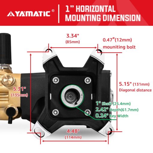 YAMATIC Horizontal Triplex Plunger Pressure Washer Pump 1" Shaft 4400 PSI 4 GPM, Replacement for Simpson AAA 90034, 90039,90038, Honda GX340, GX390, GX270 for Industrial Gas Powered Washers - Image 5