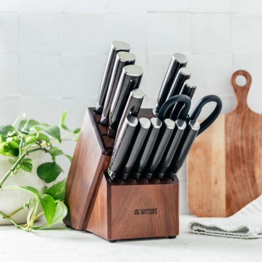 Yatoshi 15 Piece Knife Block Set - Pro Kitchen Knife Set Ultra Sharp High Carbon Stainless Steel with Ergonomic Handle - Image 7