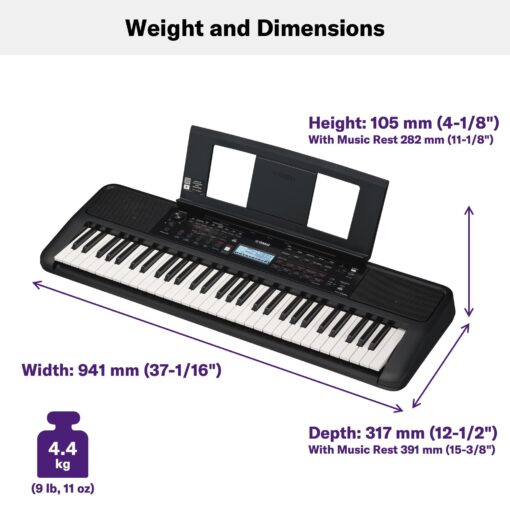 Yamaha 61 Touch Sensitive Keys Portable Keyboard for Beginners with Music Rest, Power Adapter PSR-E383 - Image 5